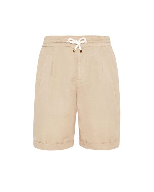 Brunello Cucinelli Natural Bermuda Shorts With Drawstring for men