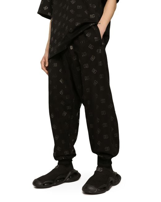 Dolce & Gabbana Black JOGGING Logo Print Pants for men
