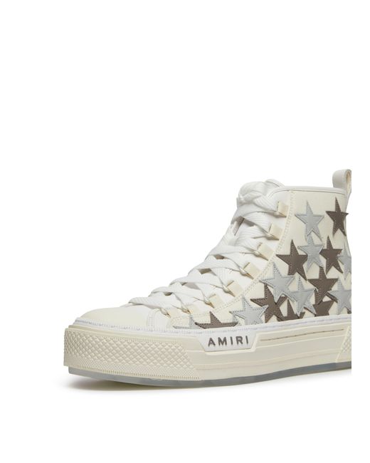 Amiri Natural Stars Court Leather And Rubber-trimmed Appliquéd Canvas High-top Sneakers for men