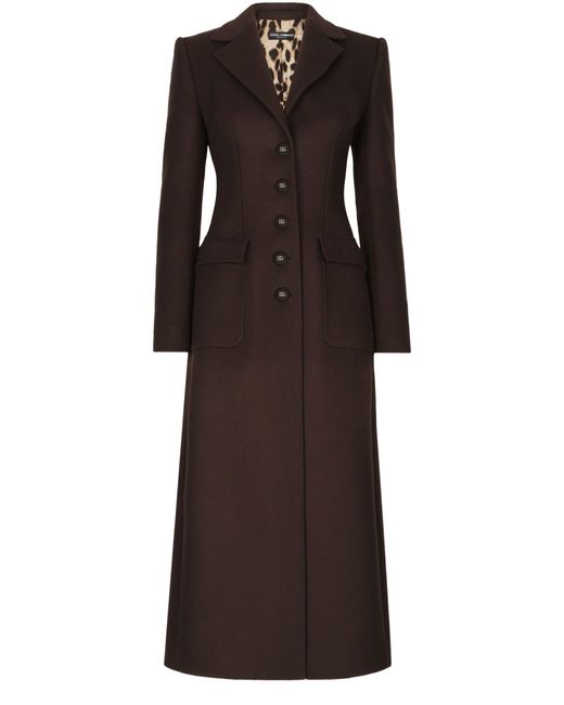 Dolce & Gabbana Brown Langer Mantel aus Wolle und Kaschmir