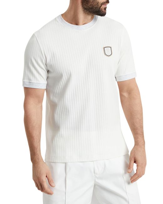 Brunello Cucinelli White T-Shirt With Tennis Badge for men
