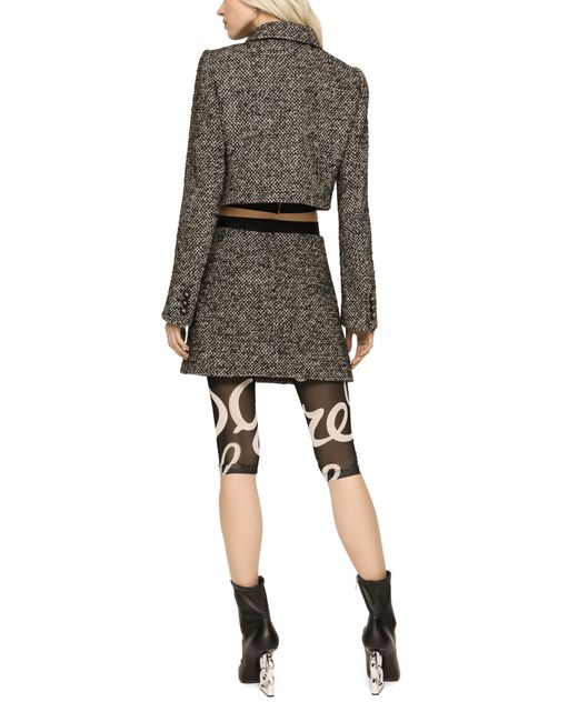 Dolce & Gabbana Gray Short Speckled Tweed Skirt