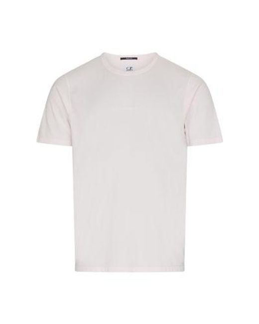 C P Company White 24/1 Jersey Resist Dyed Logo T-Shirt for men