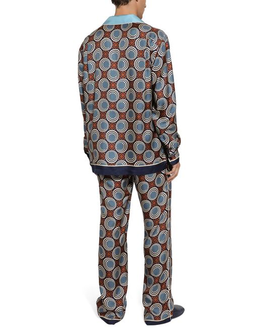 Dolce & Gabbana Black Printed Silk Pajama Pants for men