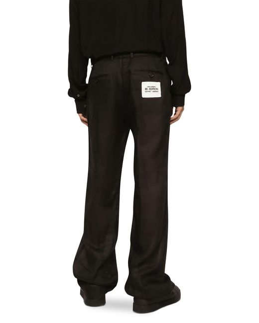Dolce & Gabbana Black Tailored Straight-leg Linen Pants for men