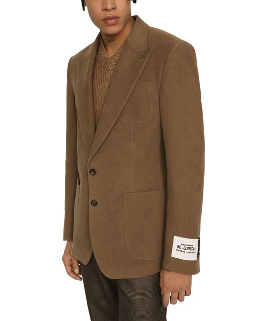 Dolce & Gabbana Brown Single-breasted Stretch Fustian Jacket for men