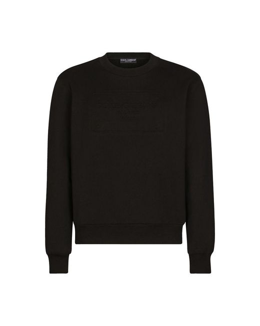 Dolce & Gabbana Black Technical Jersey Sweatshirt With Embossed Dg Logo for men