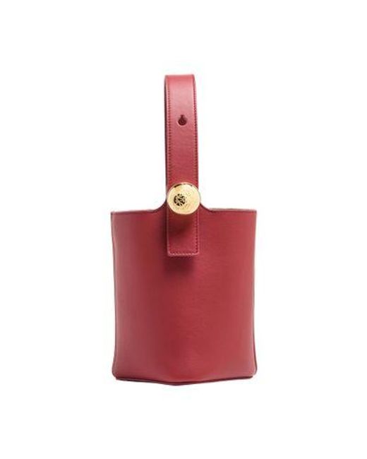 Loewe Red Mini Pebble Bucket Bag