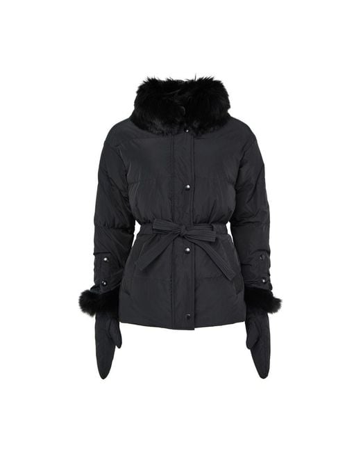 Yves Salomon Black Puffer Jacket With A Fox Fur Collar