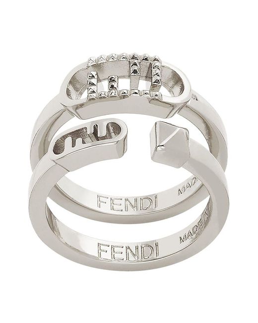 Fendi Metallic O'lock Ring Set