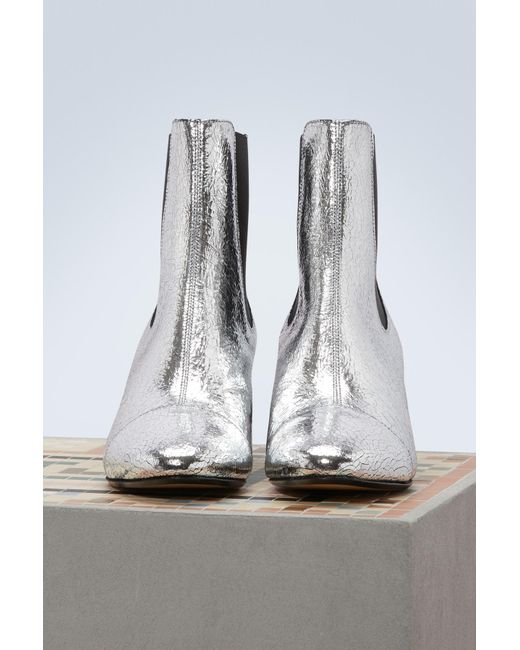 Isabel Marant Leather Danelya Chelsea Boots in Metallic Lyst