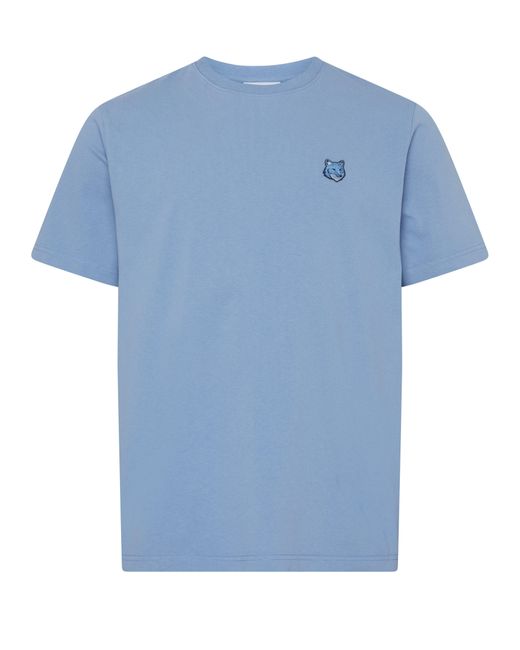Maison Kitsuné Blue Short-Sleeved T-Shirt With Bold Fox Head Logo for men