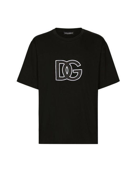 Dolce & Gabbana Black 's Iconic Dg Logo Brands This Cotton T-shirt, In A Contrasting Outline Design For Maximum Impact for men
