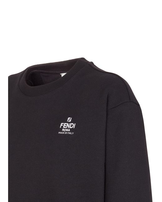 Sweat-shirt à col rond Fendi en coloris Black