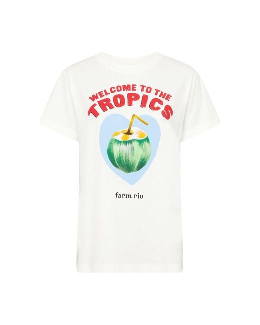 Farm Rio White Welcome To The Tropics Fit T-Shirt