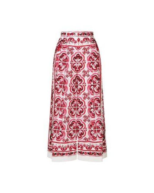 Dolce & Gabbana Red Majolica-Print Poplin Culottes