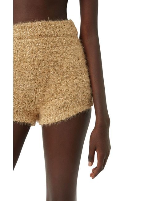Nina Ricci Metallic Knit Hotpants in Natural Lyst