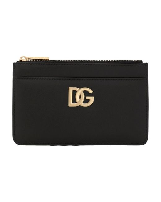 Dolce & Gabbana Black Calfskin Card Holder With Logo