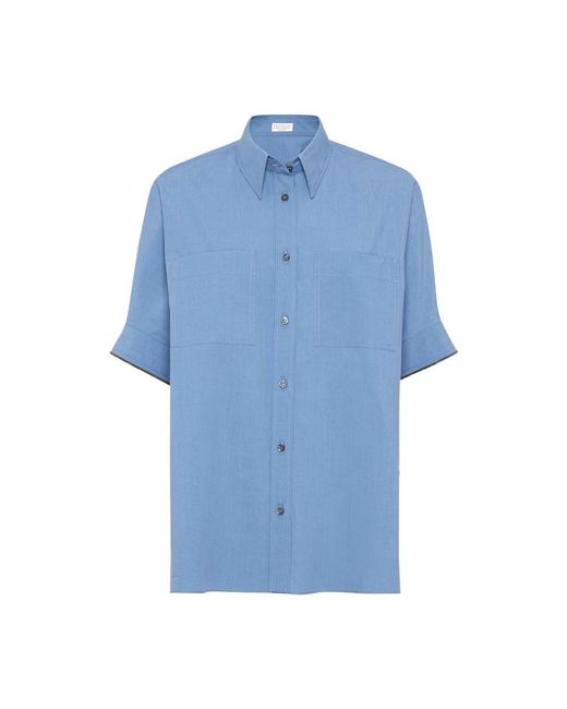 Brunello Cucinelli Blue Poplin Shirt