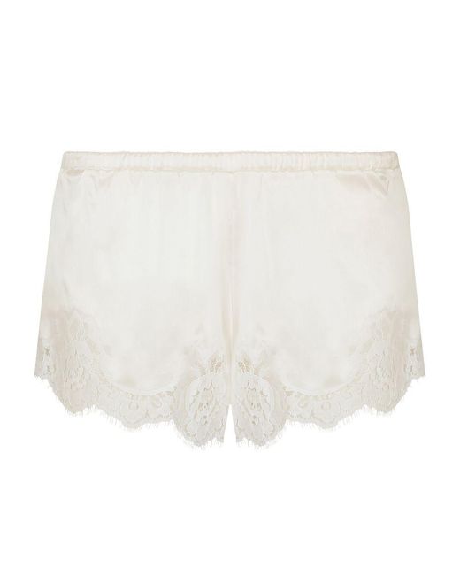 Dolce & Gabbana White Shorts In Satin With Lace