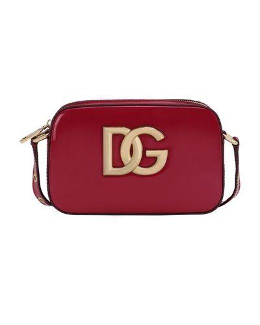 Dolce & Gabbana Red Polished Calfskin 3.5 Crossbody Bag