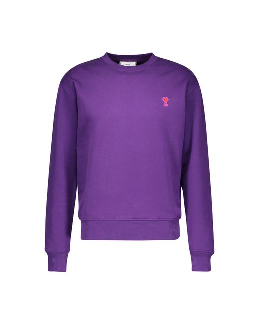 AMI Purple Cotton Heart Sweatshirt for men