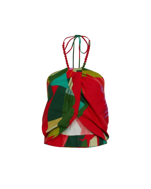 Farm Rio Red Heliconia Cropped Top
