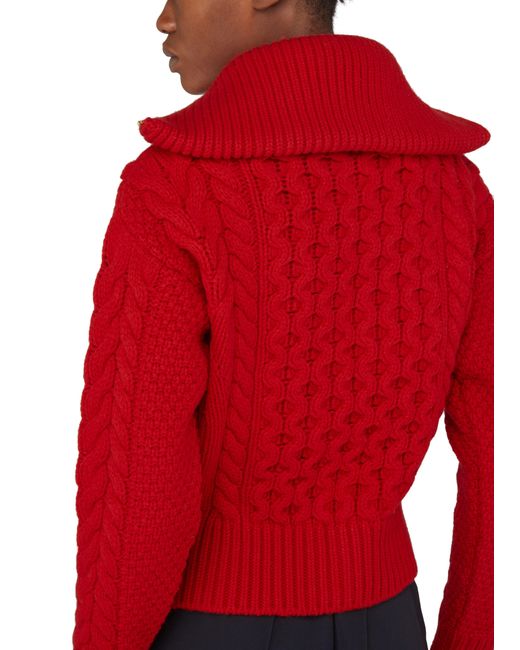 Patou Red Cable Knit Zipped Blouson