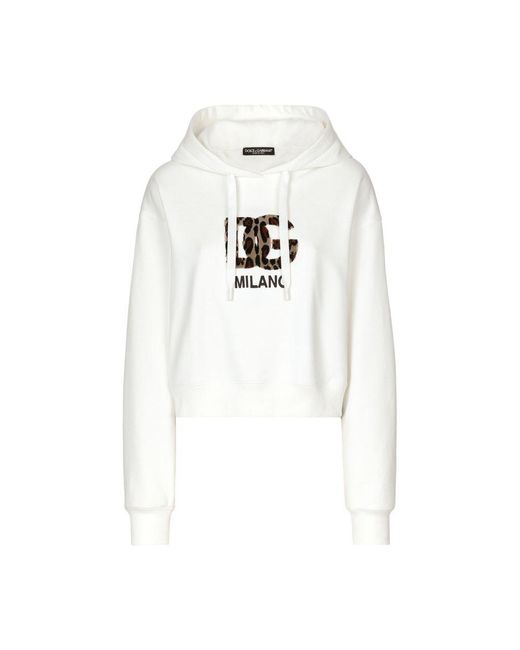 Dolce & Gabbana White Jersey Hoodie With Patch