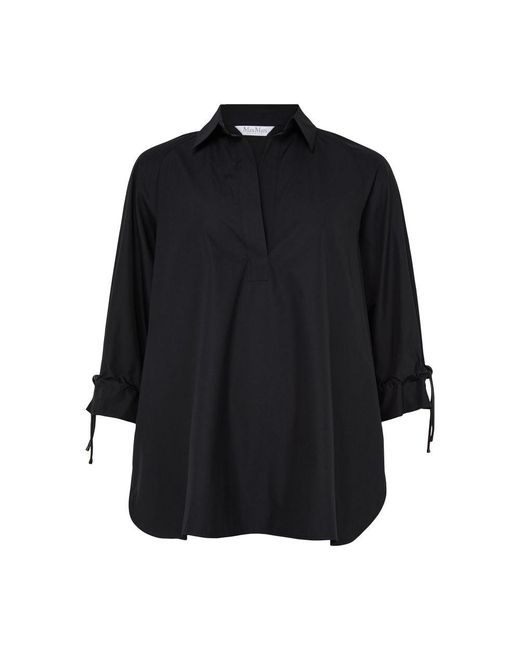 Max Mara Black V-Neck Blouse