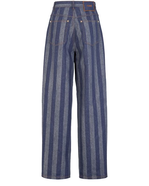 Fendi Blue High-Waisted Five-Pocket Trousers