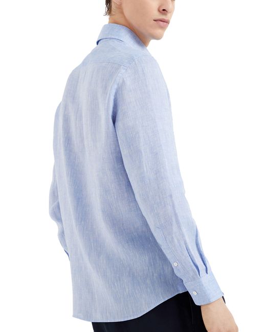 Chemise en lin à coupe easy et à col large Brunello Cucinelli pour homme en coloris Blue