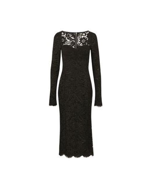 Dolce & Gabbana Black Lace Calf-Length Dress