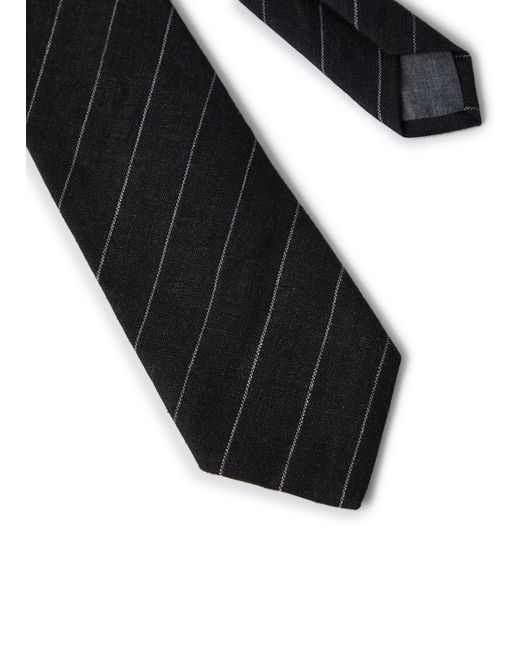 Brunello Cucinelli Black Linen Tie for men