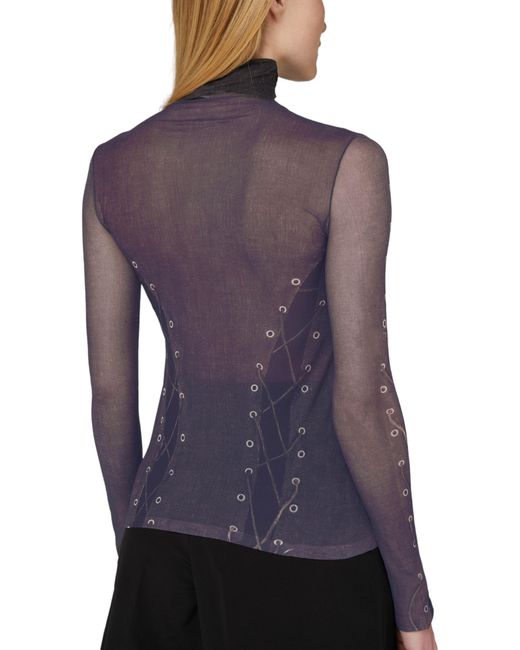 Acne Purple Long-Sleeved Top With Mockneck