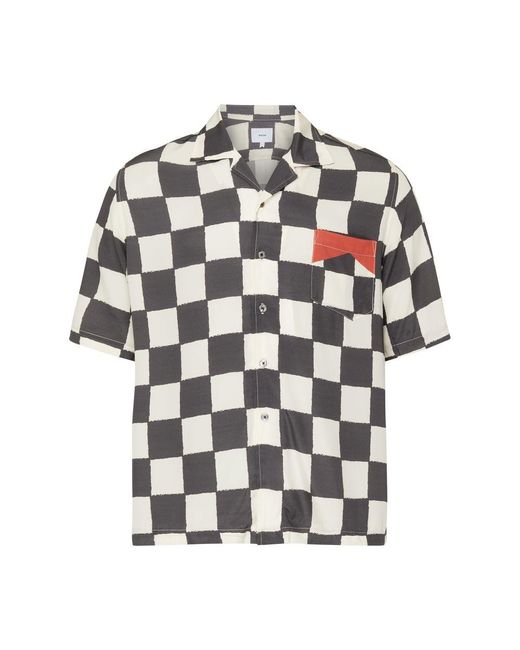 Rhude Multicolor Silk Printed Broken Checker Shirt for men