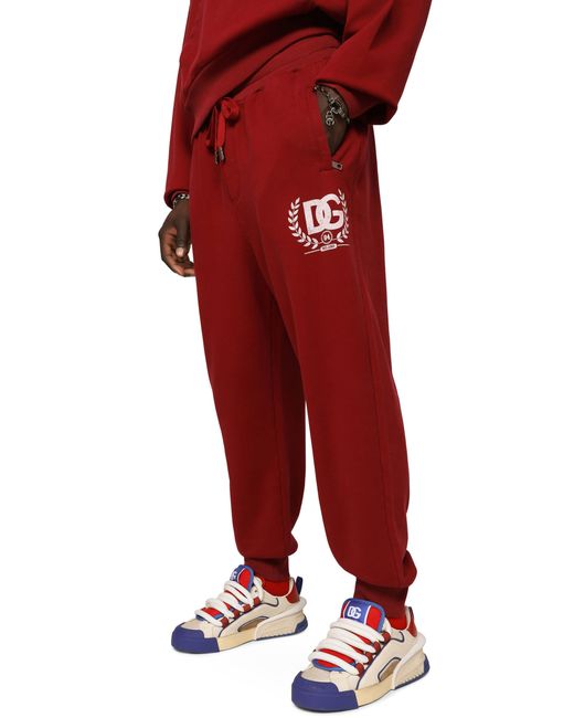 Dolce & Gabbana Red Jersey jogging Pants With Dg Print for men