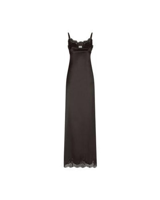 Dolce & Gabbana Black Long Satin Slip Dress