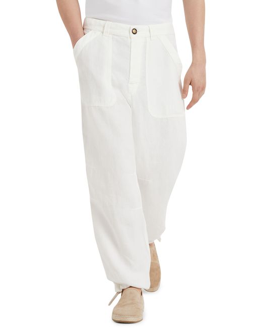 Pantalon en gabardine teint en pièce Brunello Cucinelli pour homme en coloris White