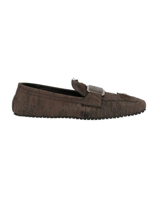 Dolce & Gabbana Brown Patchwork Denim Loafers With Logo Tag for men