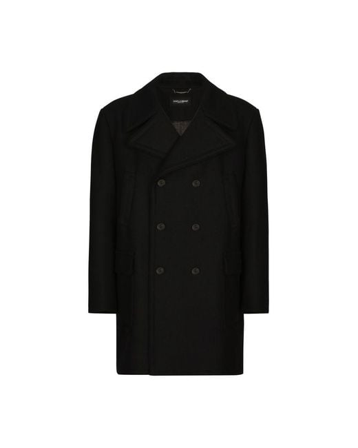 Dolce & Gabbana Black Wool Pea Coat for men