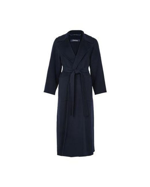 Max Mara Blue Doris Long Belted Coat