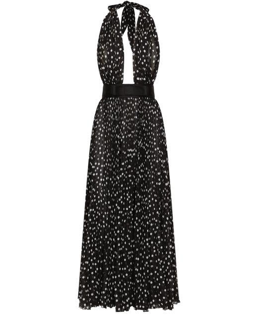 Dolce & Gabbana Black Chiffon Calf-Length Dress