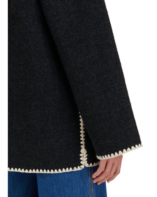Veste en laine avec écharpe brodé Totême  en coloris Black
