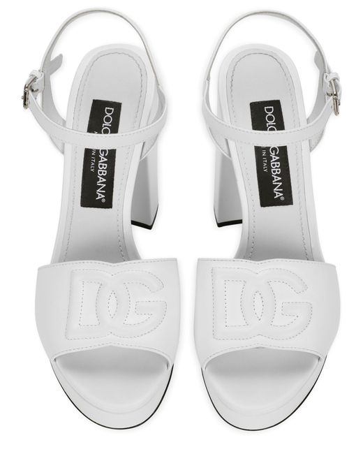 Dolce & Gabbana White Plateau-Sandaletten aus Kalbsleder