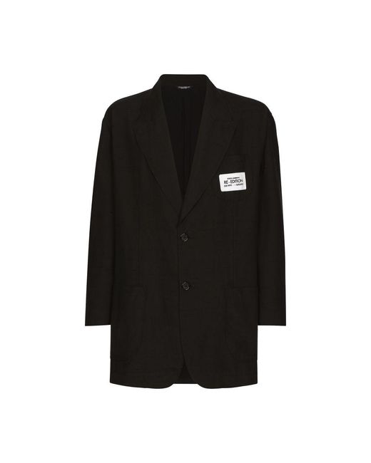Dolce & Gabbana Black Oversize Shantung Silk And Cotton Jacket for men