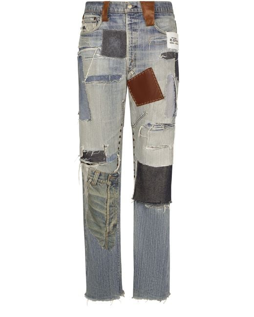 Dolce & Gabbana Gerade Jeans aus Patchwork-Denim in Gray für Herren