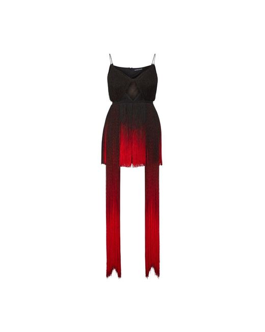 David Koma Red Gradient Mini Cami Dress