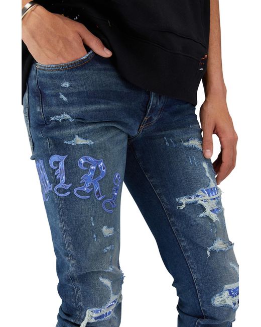 Amiri Old English Logo Jean in Blue for Men | Lyst