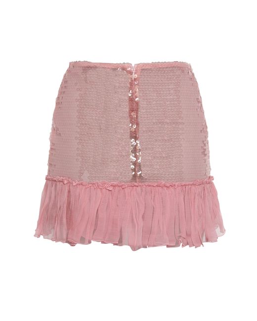 Nensi Dojaka Pink Mini Skirt With Sequins And Frills
